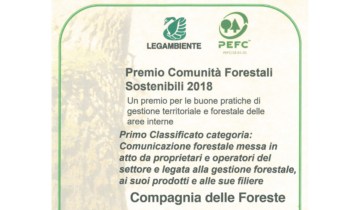 Legambiente e PEFC premiano Compagnia delle Foreste per la “comunicazione”