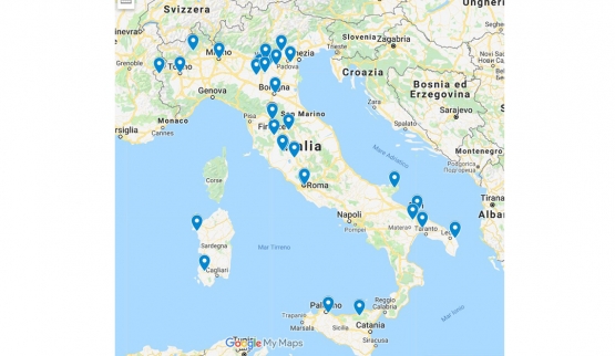 Mappa dei luoghi frequentati dalla CdF nel 2018